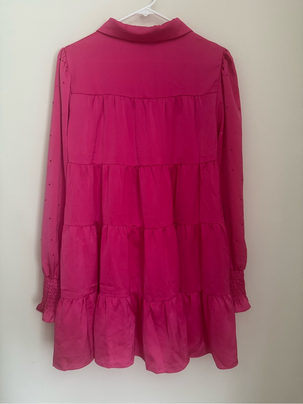 Altar’d State Pink Rhinestone Tiered Babydoll Mini Dress Women’s Size Large - Picture 2 of 7